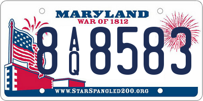 MD license plate 8AQ8583