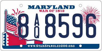 MD license plate 8AQ8596