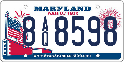 MD license plate 8AQ8598