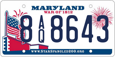MD license plate 8AQ8643