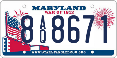 MD license plate 8AQ8671