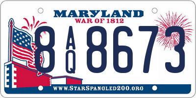 MD license plate 8AQ8673