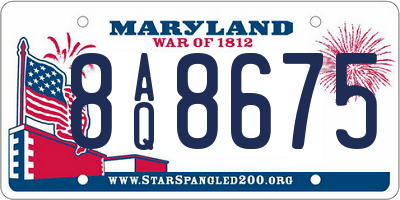 MD license plate 8AQ8675
