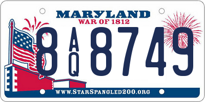 MD license plate 8AQ8749