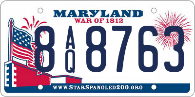 MD license plate 8AQ8763