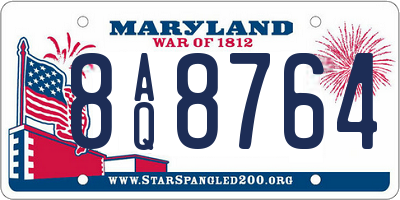 MD license plate 8AQ8764