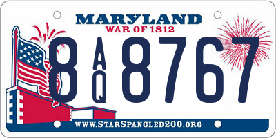 MD license plate 8AQ8767