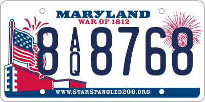 MD license plate 8AQ8768