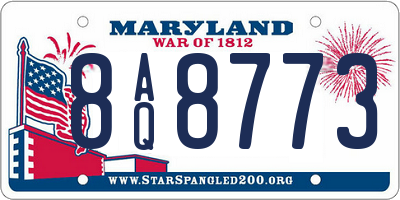 MD license plate 8AQ8773