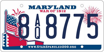 MD license plate 8AQ8775