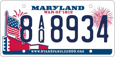 MD license plate 8AQ8934