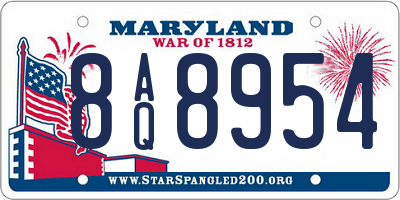MD license plate 8AQ8954
