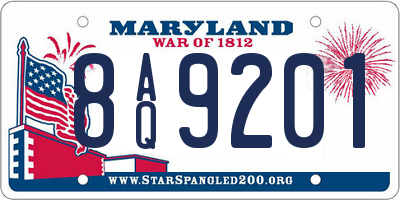 MD license plate 8AQ9201