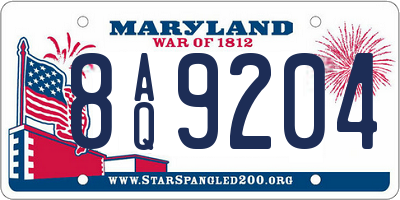 MD license plate 8AQ9204