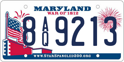 MD license plate 8AQ9213