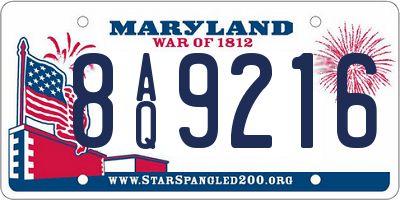 MD license plate 8AQ9216