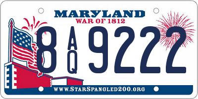 MD license plate 8AQ9222