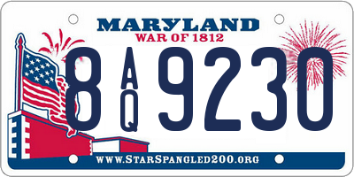 MD license plate 8AQ9230