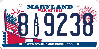 MD license plate 8AQ9238