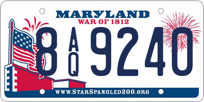 MD license plate 8AQ9240