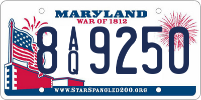 MD license plate 8AQ9250