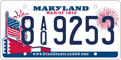 MD license plate 8AQ9253