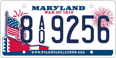 MD license plate 8AQ9256