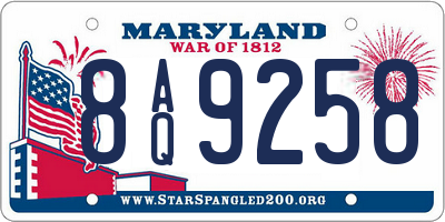 MD license plate 8AQ9258
