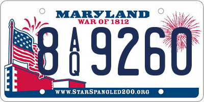 MD license plate 8AQ9260