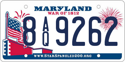 MD license plate 8AQ9262