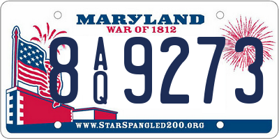 MD license plate 8AQ9273