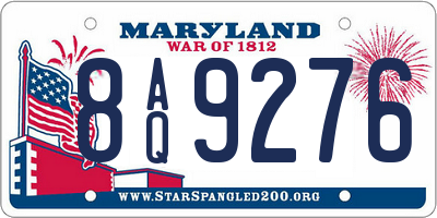 MD license plate 8AQ9276