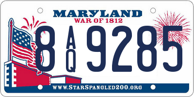 MD license plate 8AQ9285