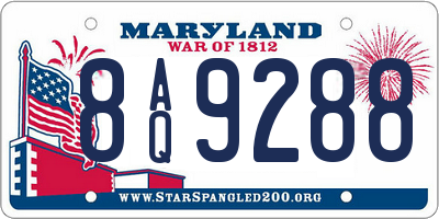 MD license plate 8AQ9288