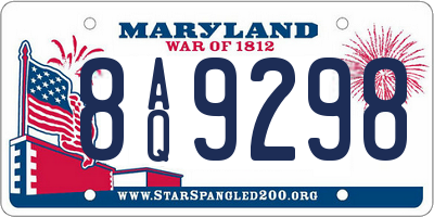 MD license plate 8AQ9298