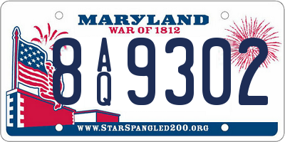 MD license plate 8AQ9302