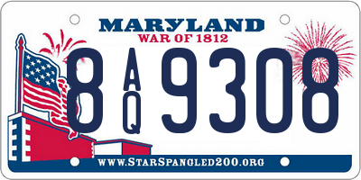 MD license plate 8AQ9308
