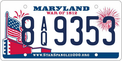 MD license plate 8AQ9353