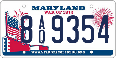 MD license plate 8AQ9354