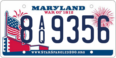 MD license plate 8AQ9356
