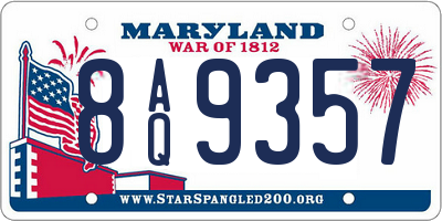 MD license plate 8AQ9357