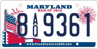 MD license plate 8AQ9361