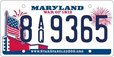 MD license plate 8AQ9365