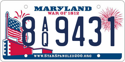 MD license plate 8AQ9431