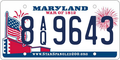MD license plate 8AQ9643