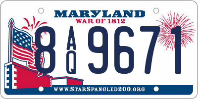 MD license plate 8AQ9671