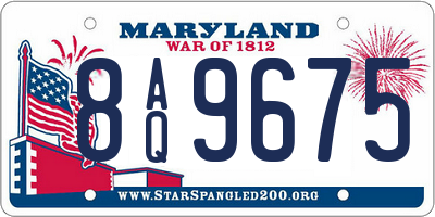 MD license plate 8AQ9675