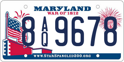 MD license plate 8AQ9678