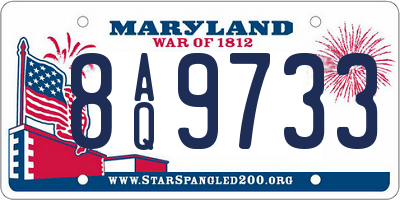 MD license plate 8AQ9733