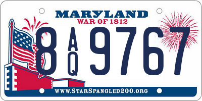 MD license plate 8AQ9767